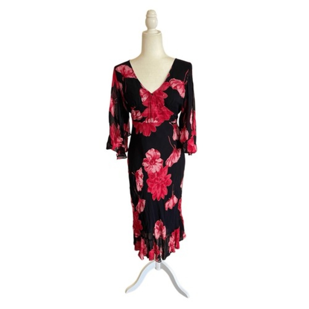 Romantic Floral Beaded Dress by Paradise NY  Size S
